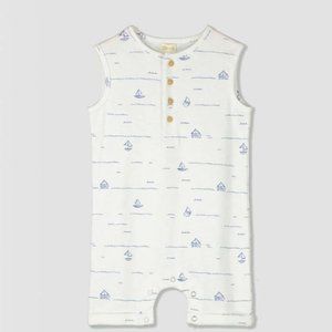 ettie + h - Nikka Jersey Romper - Ivory Boats 9-12 Months